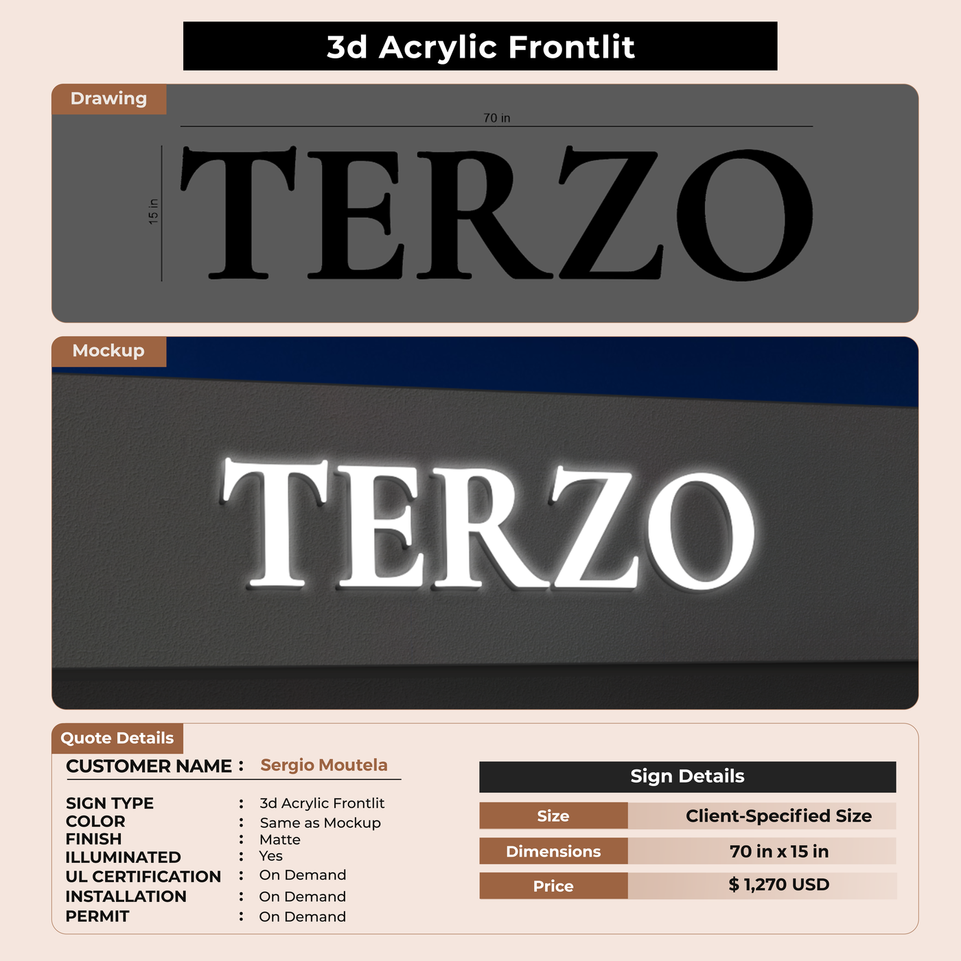 Business signage for Sergio Moutela