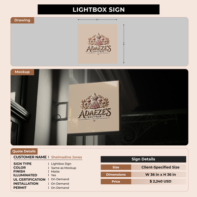 Lightbox Sign For Shelmadine Jones