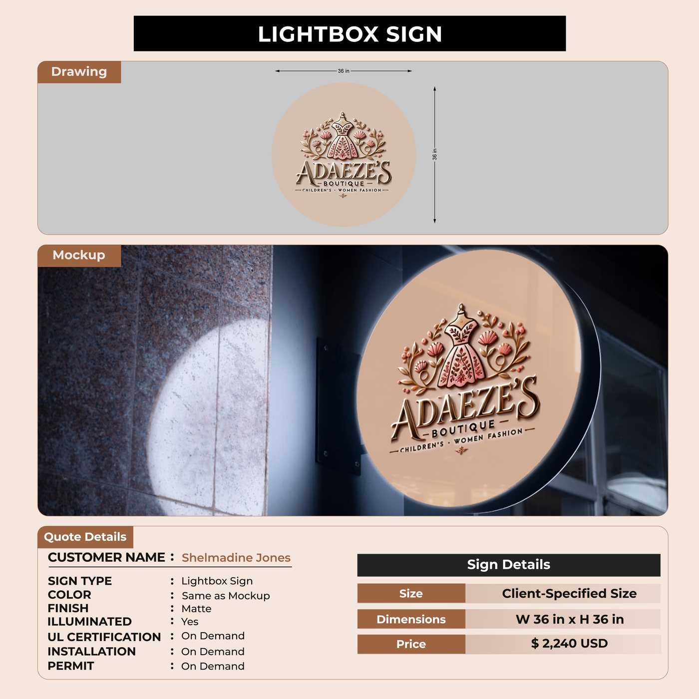 Lightbox Sign For Shelmadine Jones