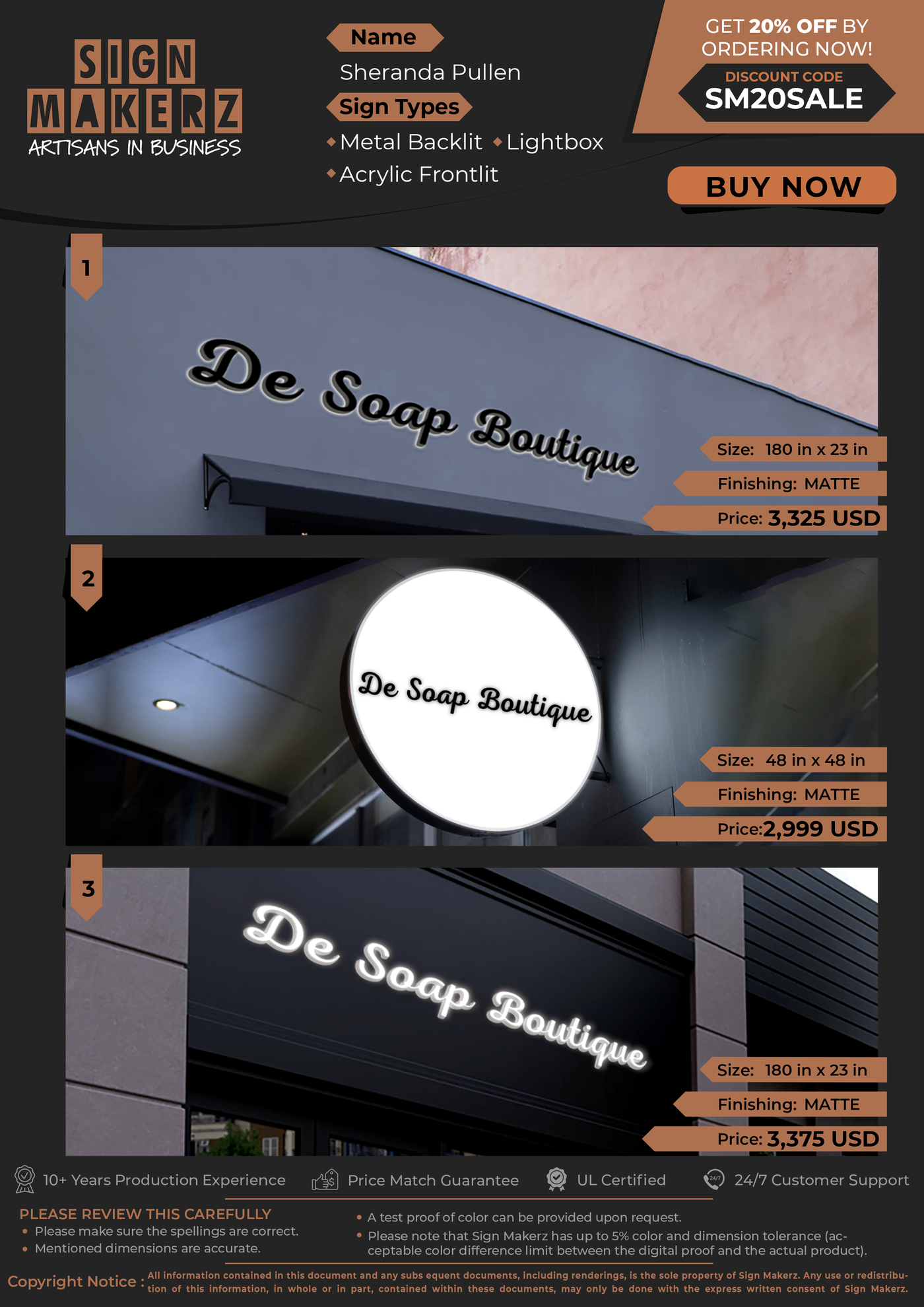 Business Signs for Sheranda Pullen