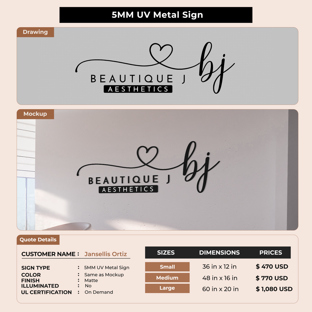 5MM UV Metal Sign For Jansellis Ortiz