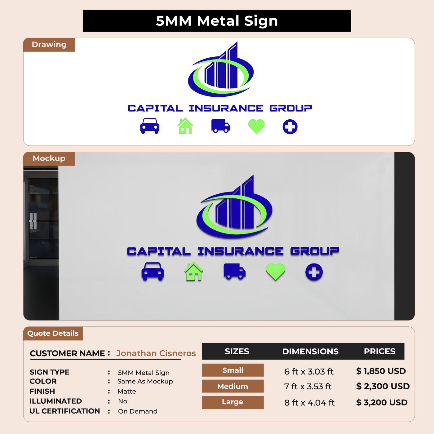 5MM Metal Sign For Jonathan Cisneros
