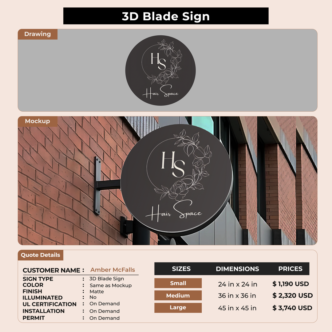 3D Blade Sign for Amber McFalls
