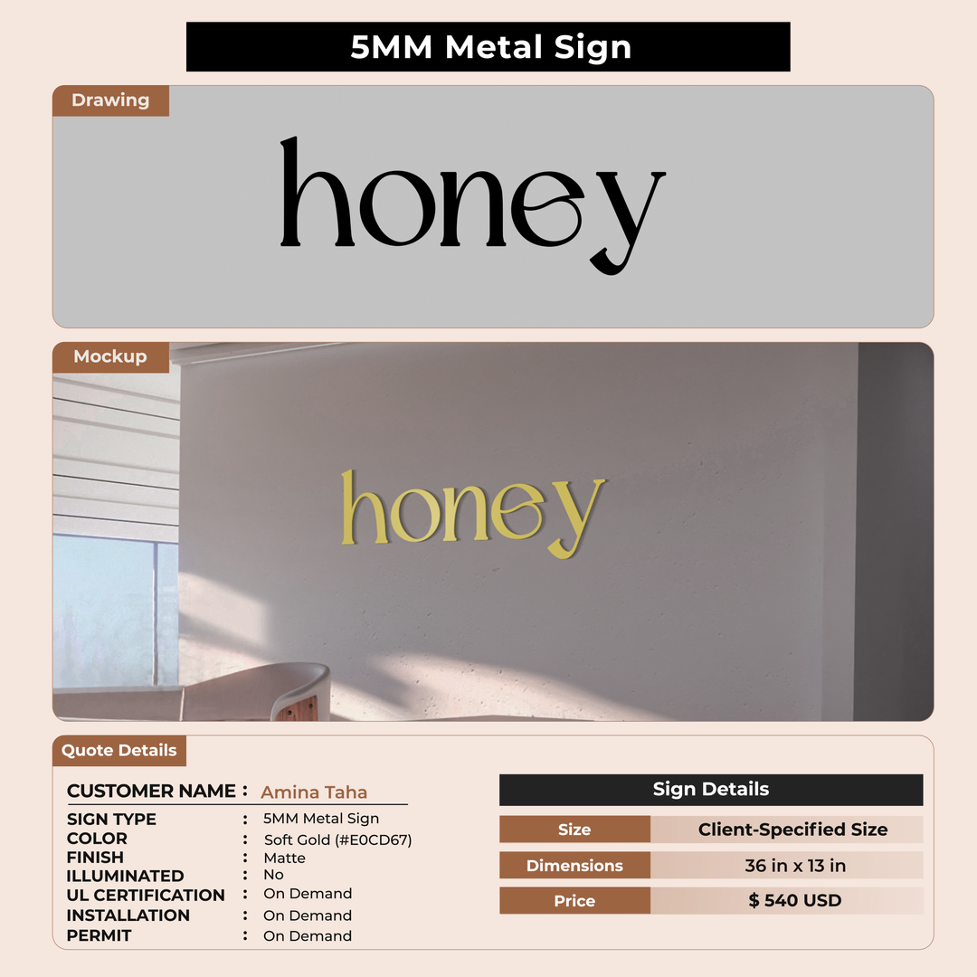 5MM Metal Sign For Amina Taha