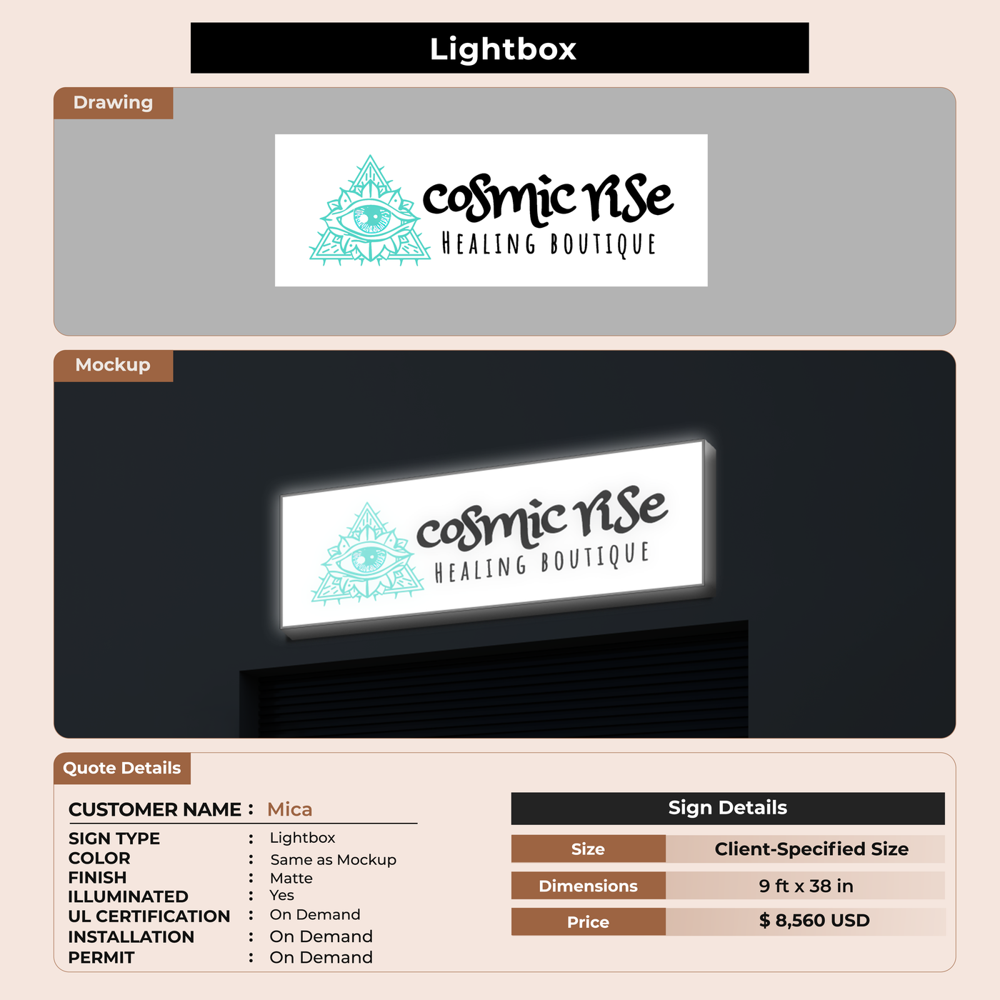 LightBox Sign For Mica Rose