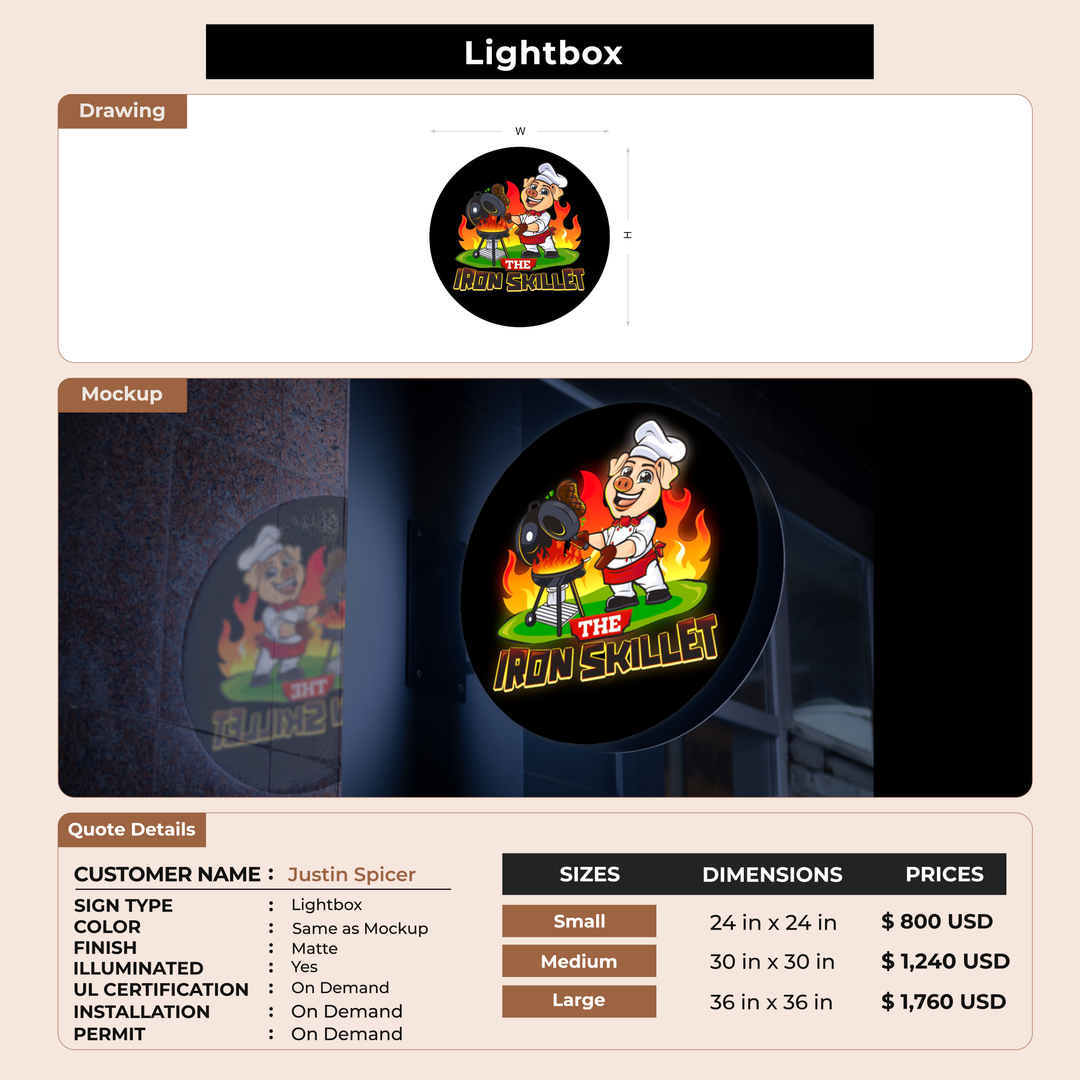 Lightbox Sign For Justin Spicer