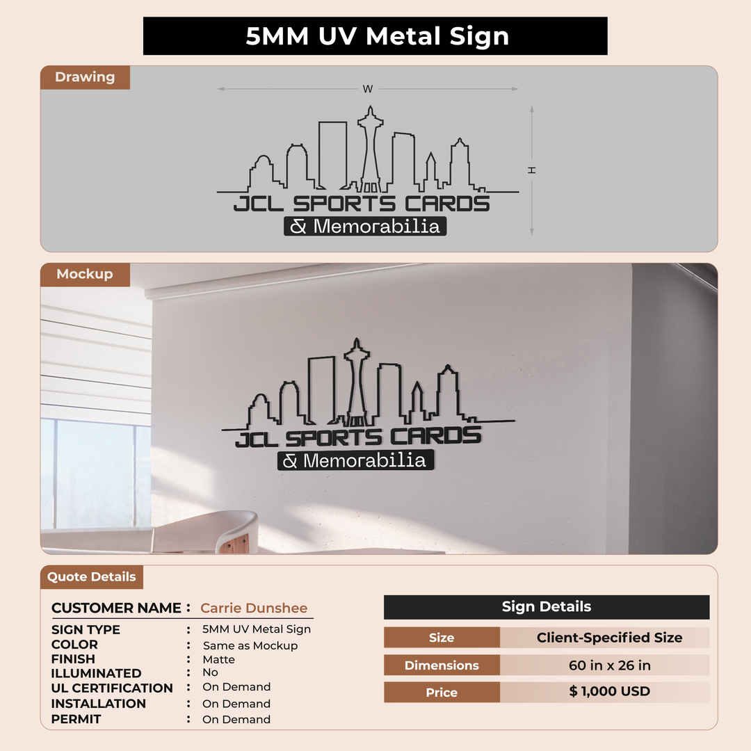 5MM UV Metal Sign for Carrie Dunshee