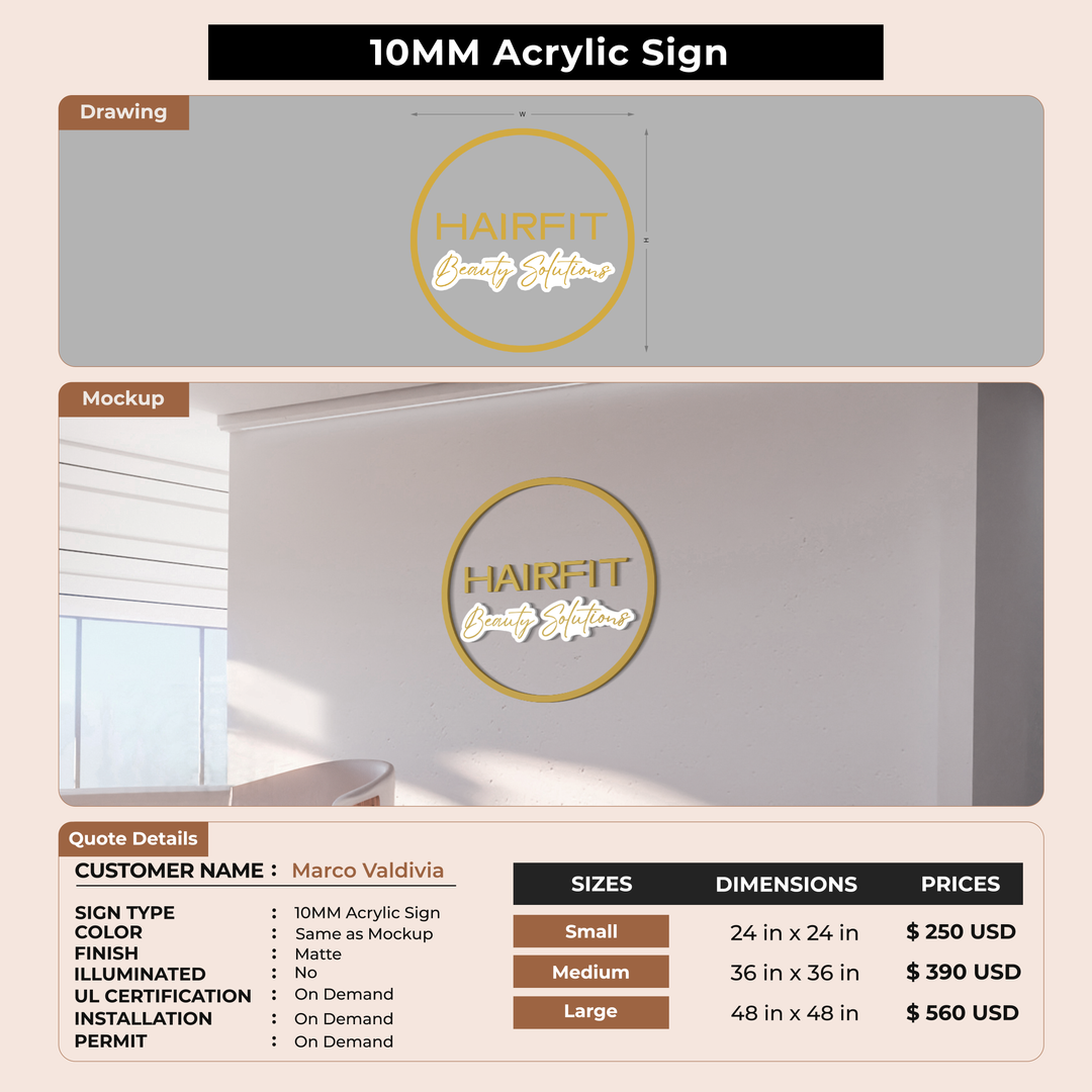 10MM Acrylic Sign for Marco Valdivia