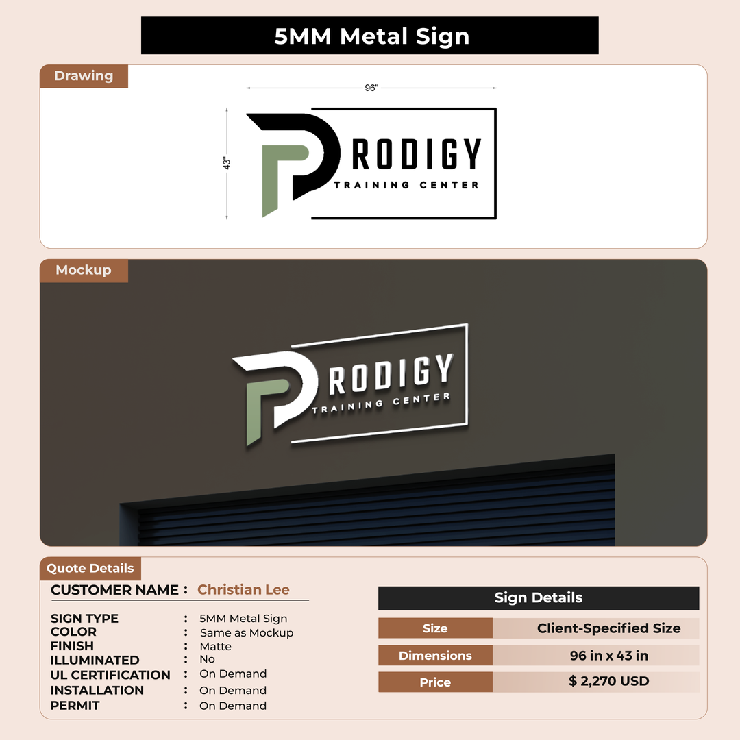 5mm Metal Sign for Christian Lee