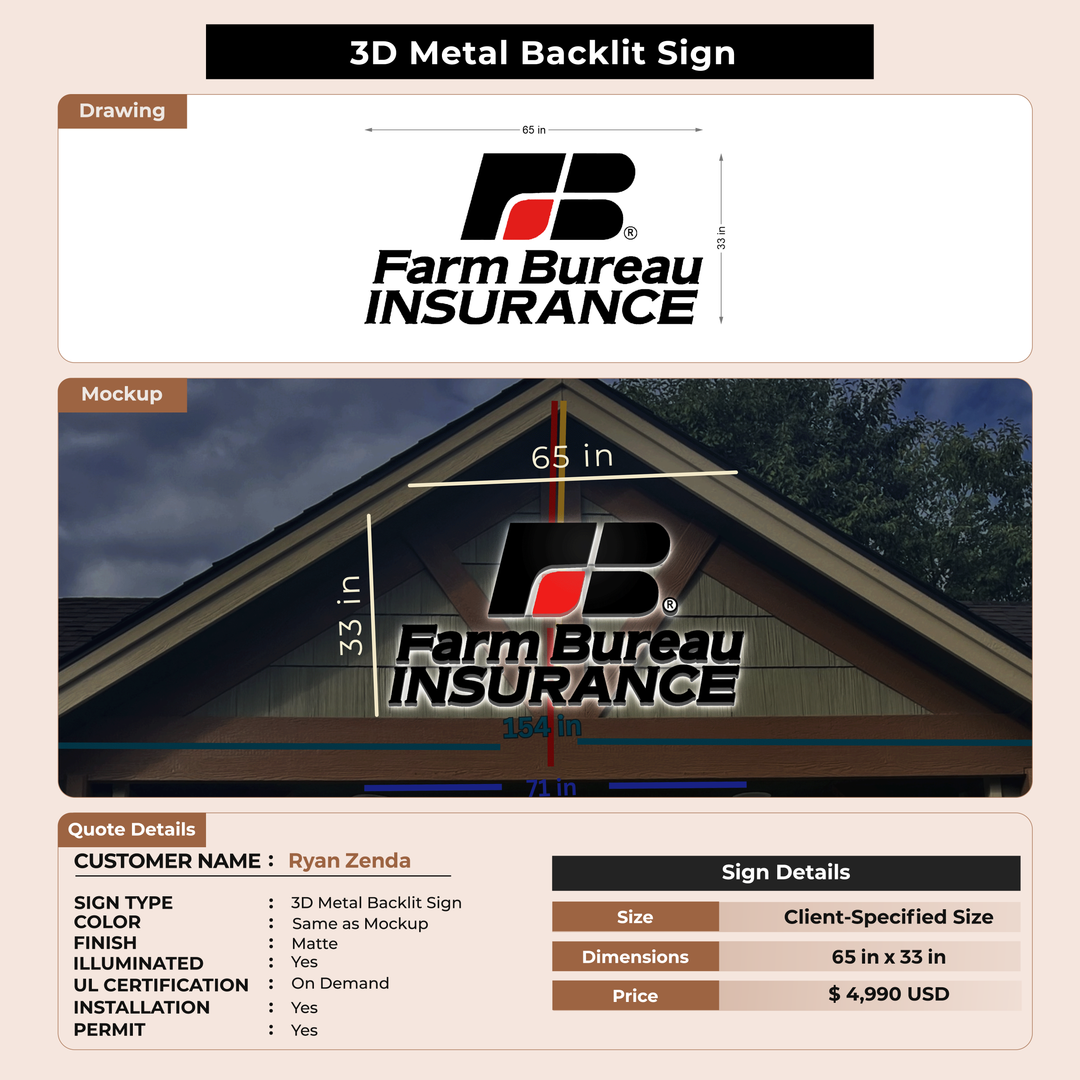 Business signage for Ryan Zenda