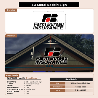 Business signage for Ryan Zenda