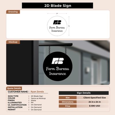 Business signage for Ryan Zenda