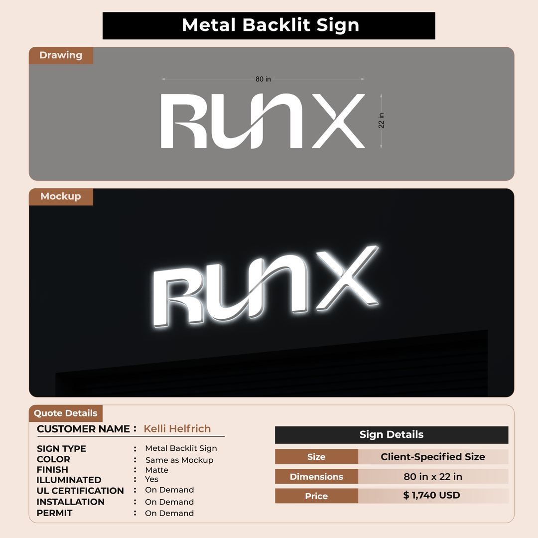 3D Metal Backlit for Kelli Helfrich