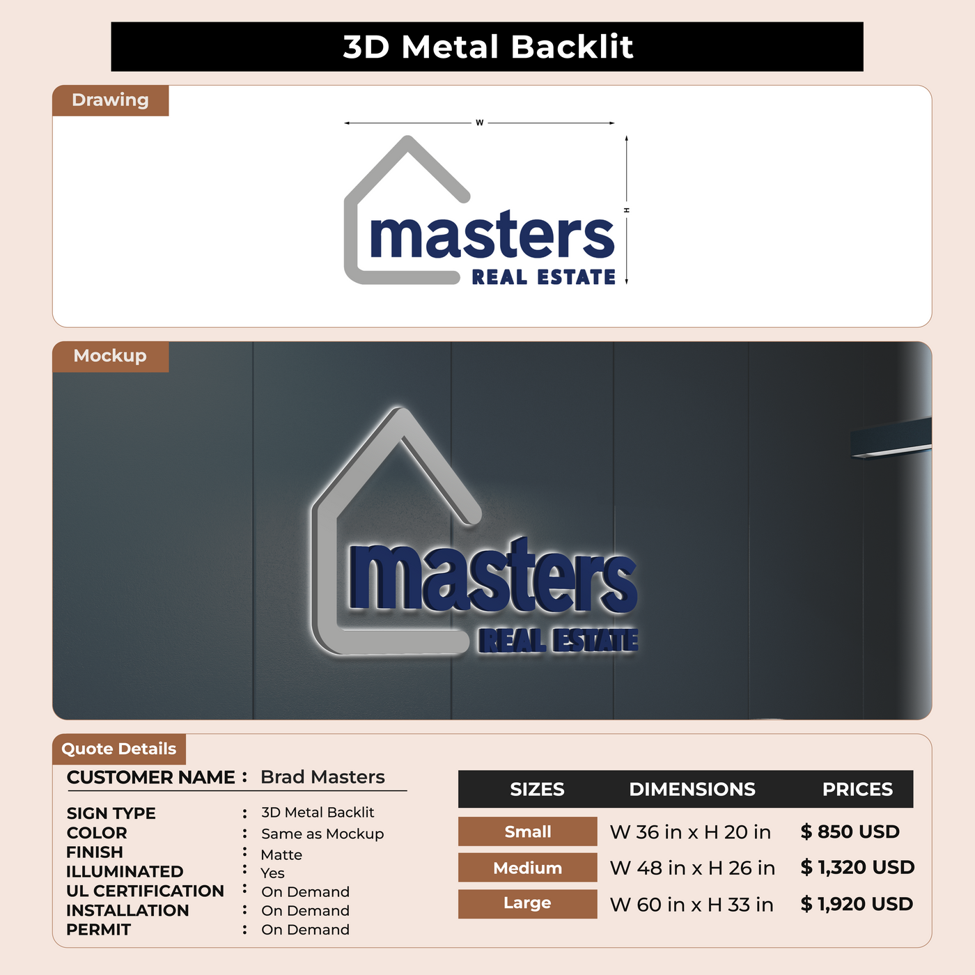 Custom Signs for Brad Masters