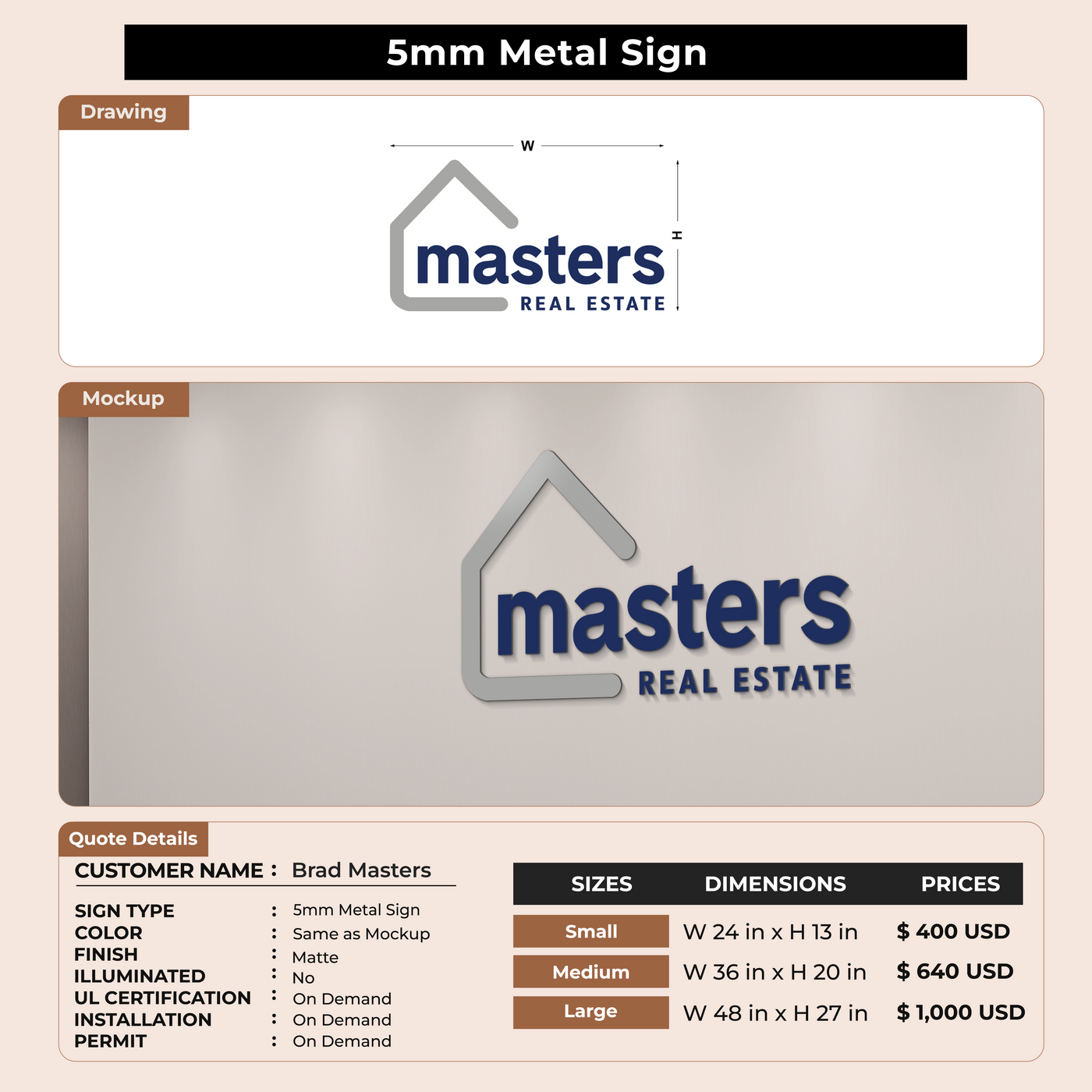 Custom Signs for Brad Masters