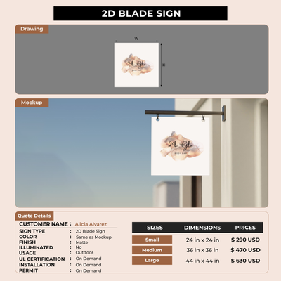 Business signage for Alicia Alvarez
