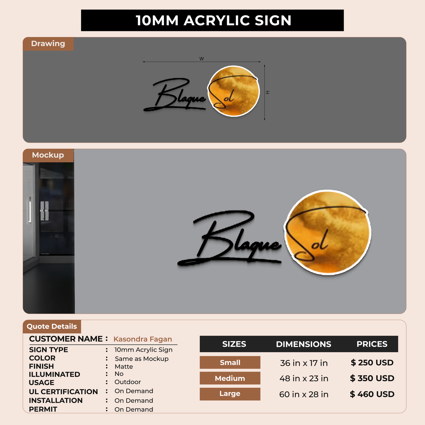 Business signage for Kasondra Fagan