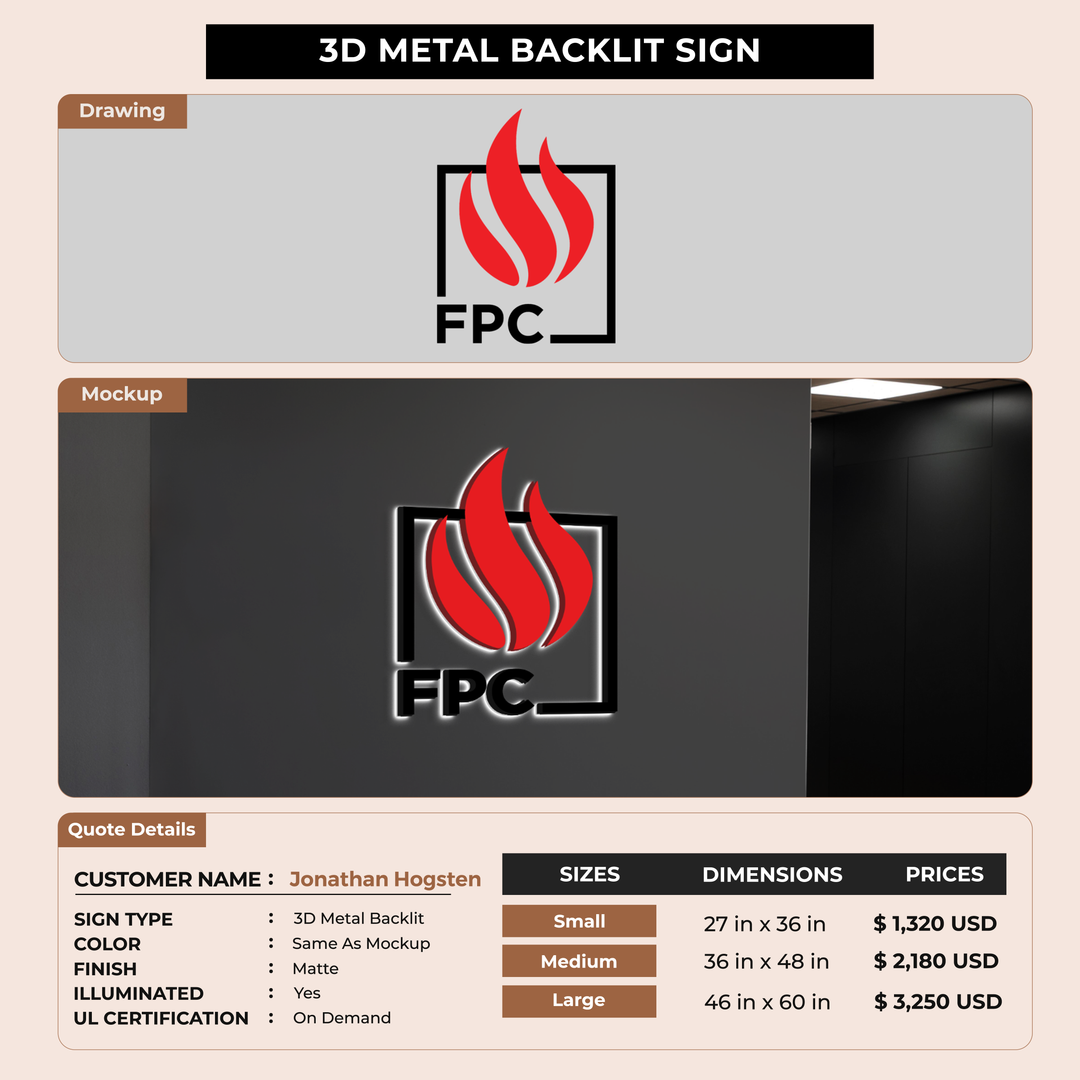 3d metal backlit for Jonathan Hogsten