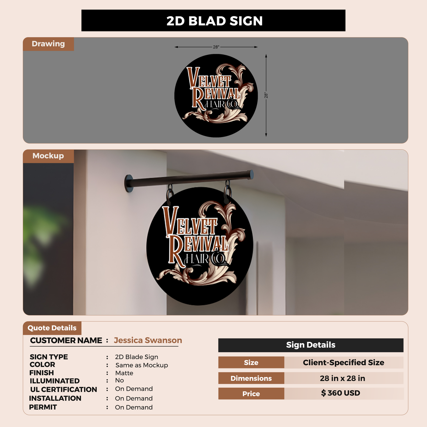 2D Blade Signs for Jessica Swanson