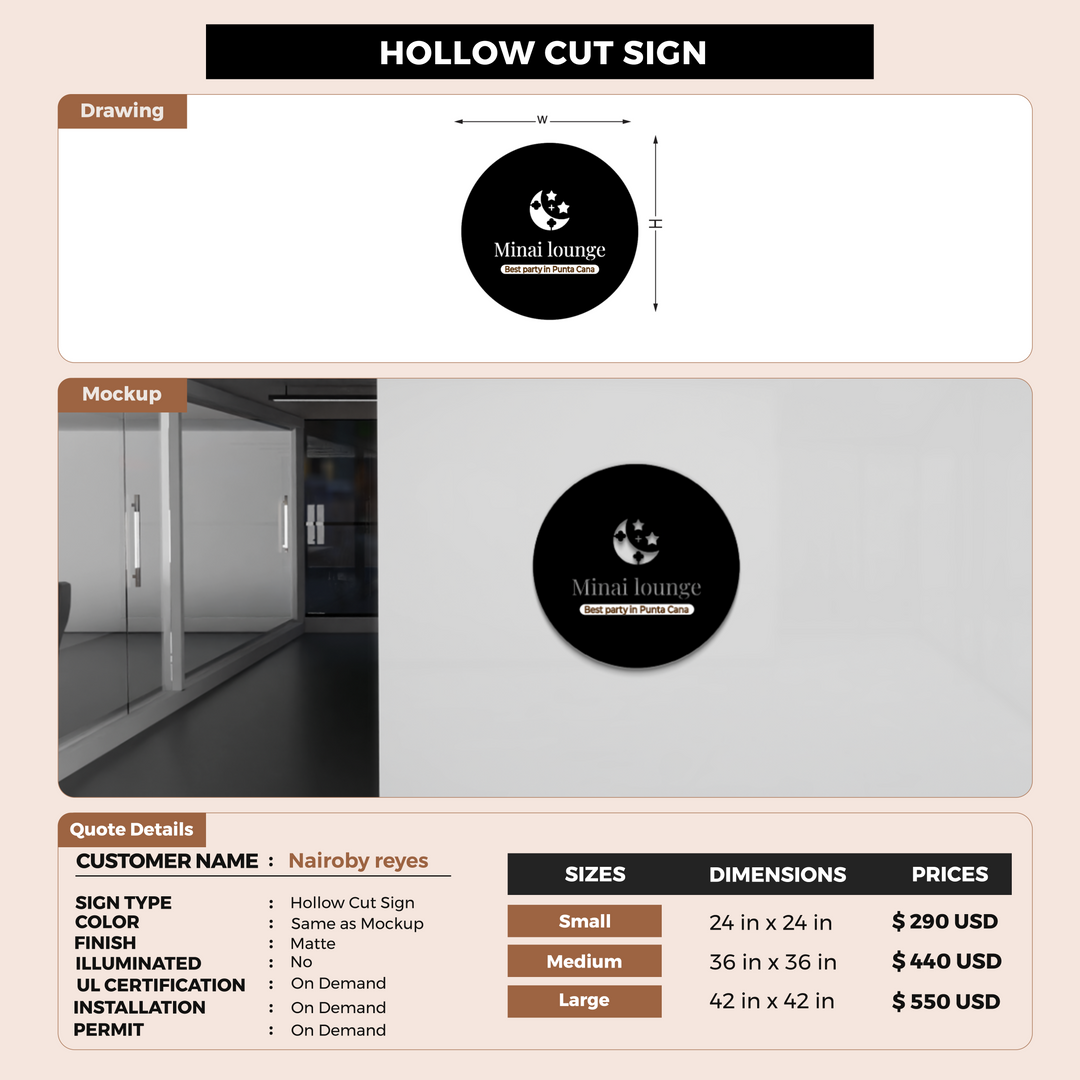 5MM Hollowcut Sign For Nairoby reyes
