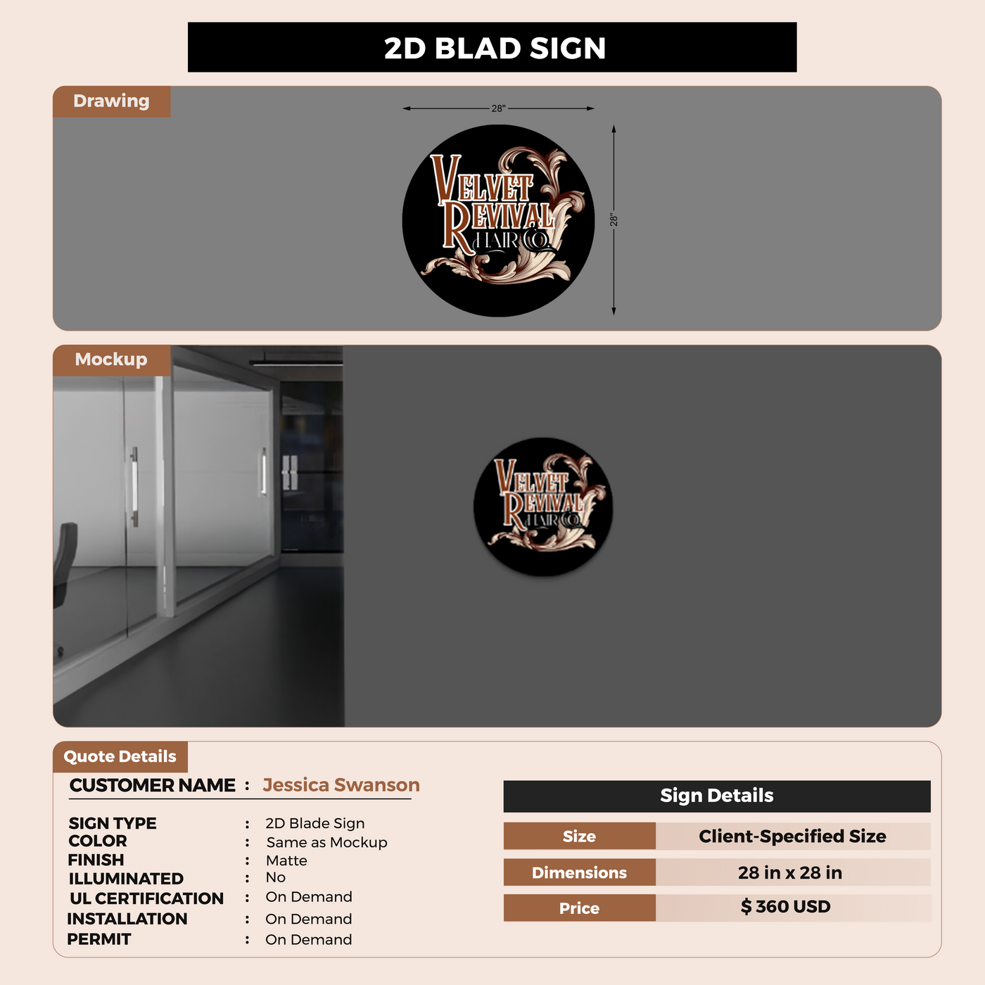 2D Blade Signs for Jessica Swanson