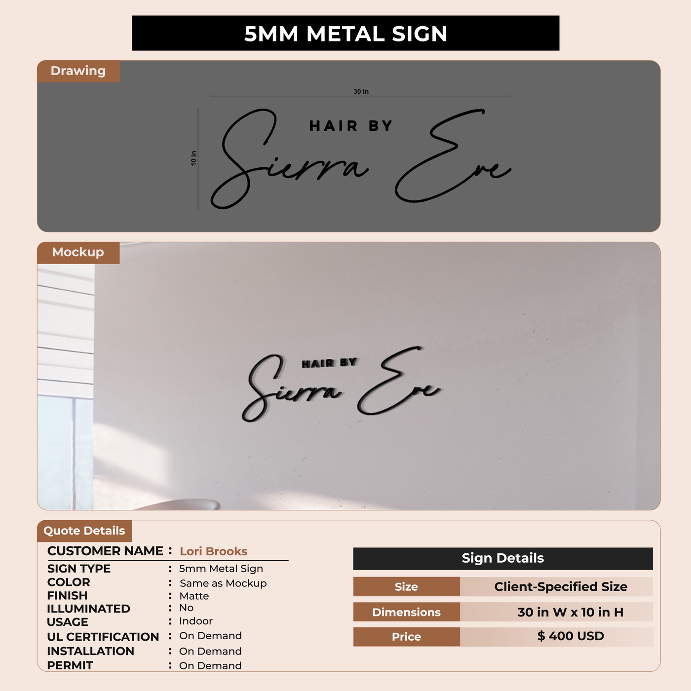 Business Signage for Lori Brooks