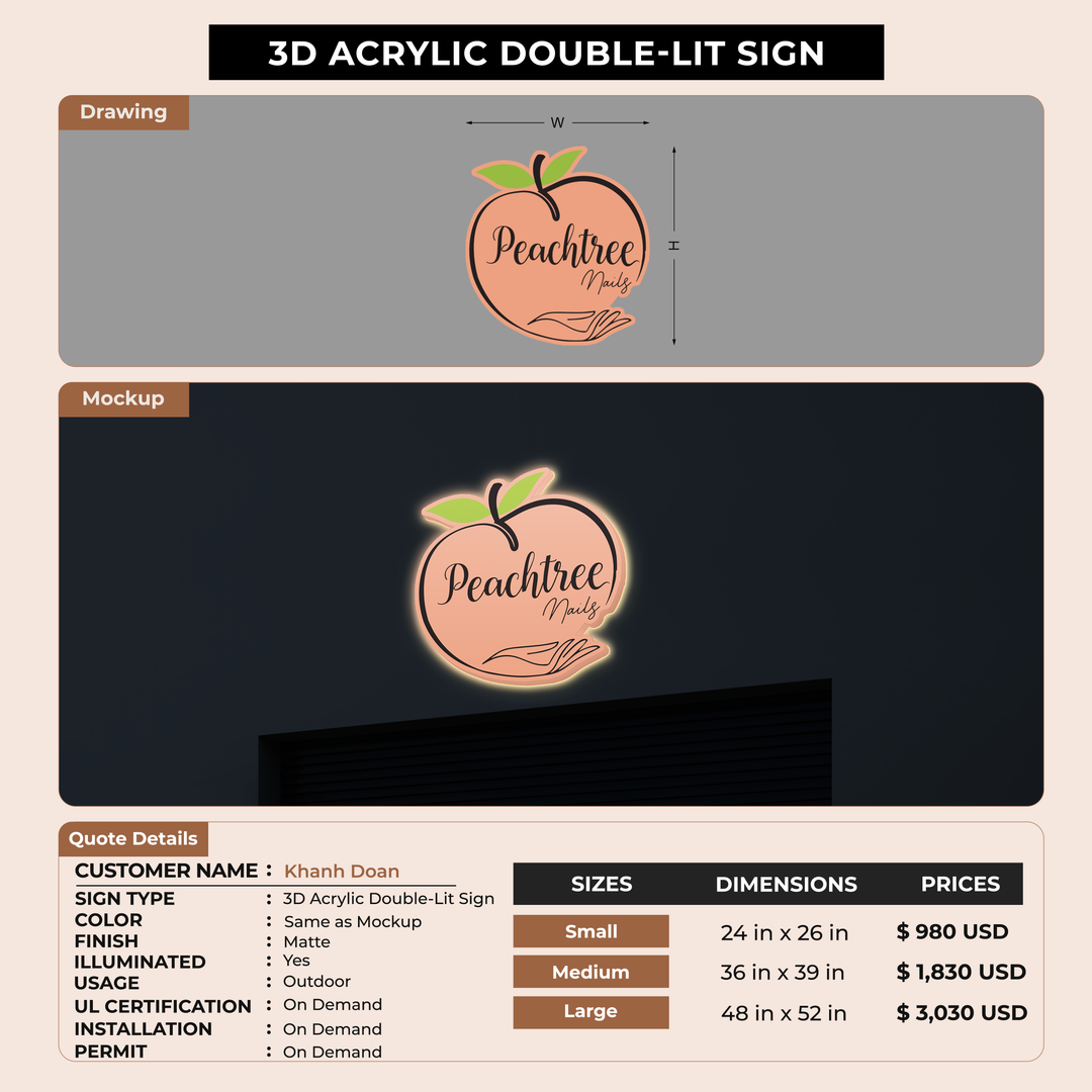 3D Acrylic Double-lit Sign For Khanh Doan