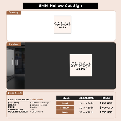 Business signage for Liza Servin