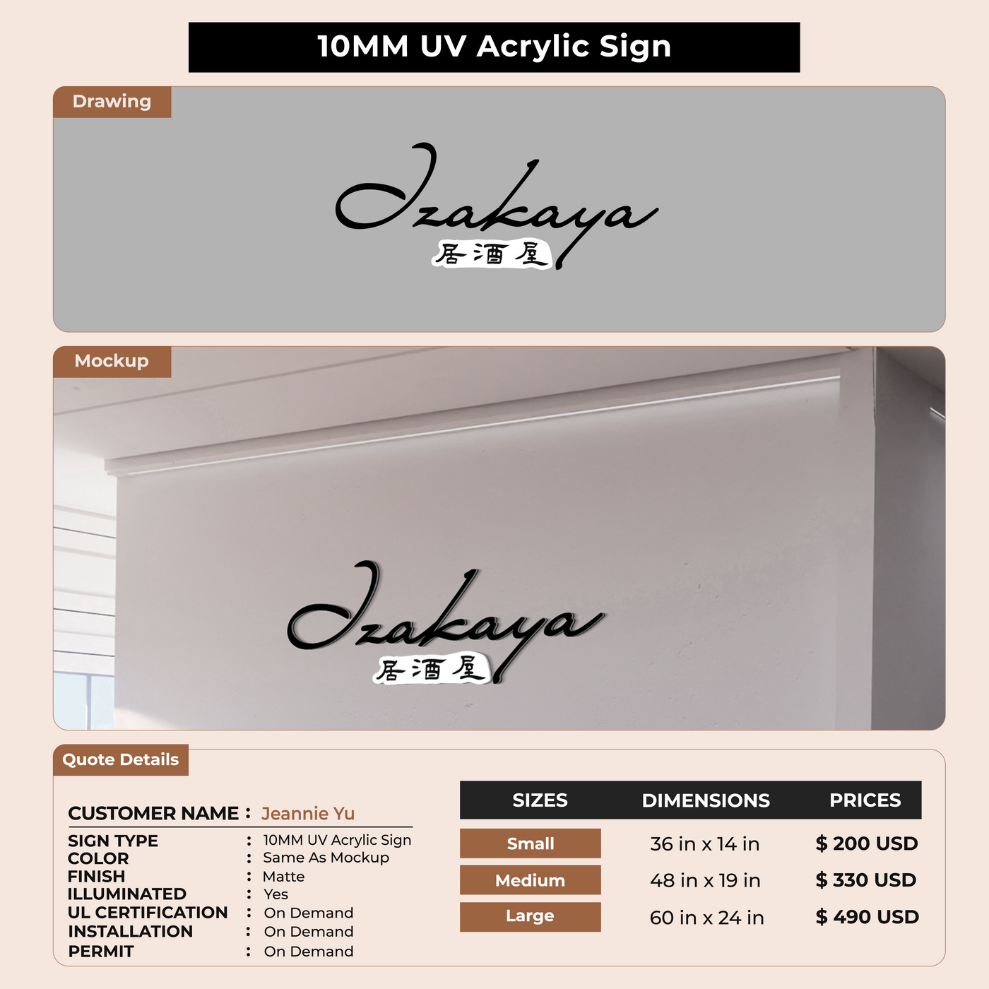 Custom Signs for Jeannie Yu