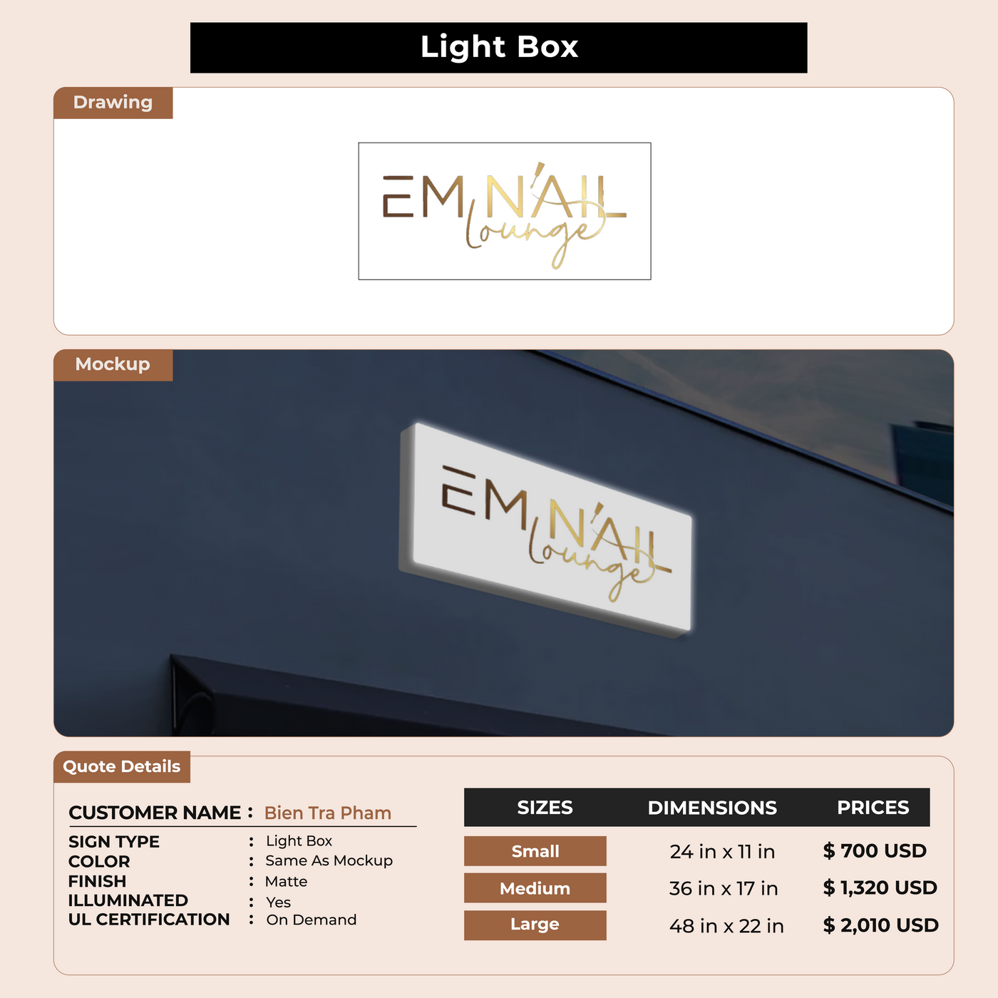 Custom Signs for bien tra pham