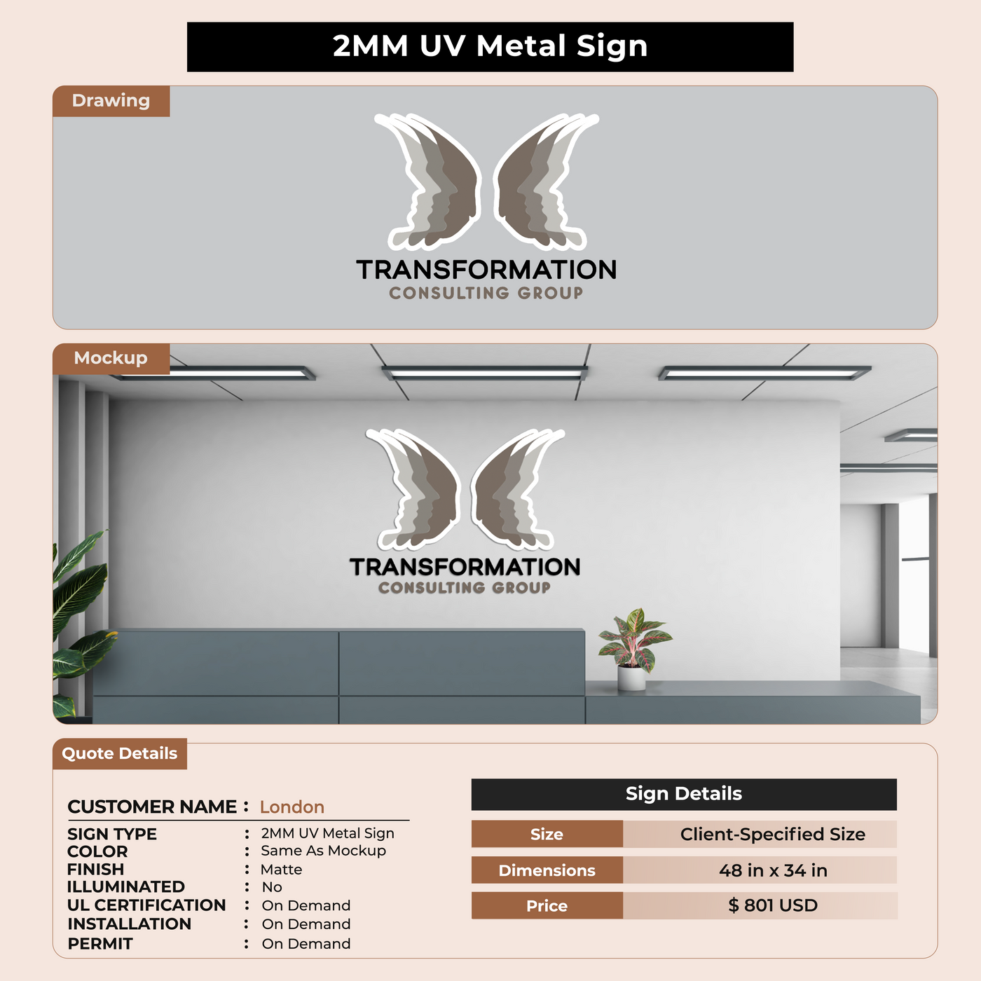 2mm Metal Sign for London