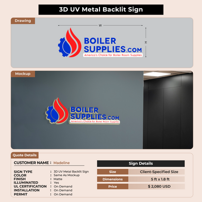 3d metal backlit signs for Madeline