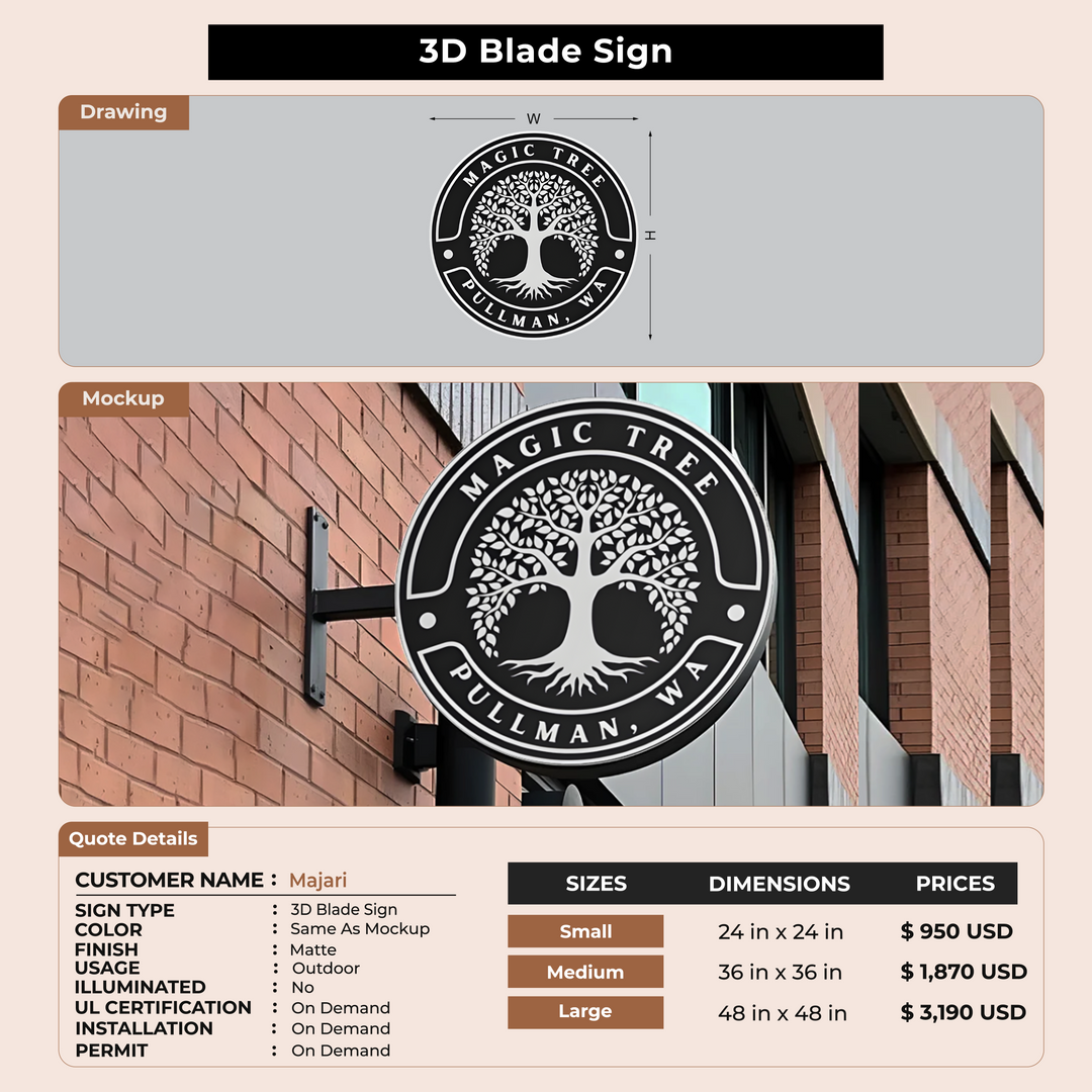 3d blade sign for Majari