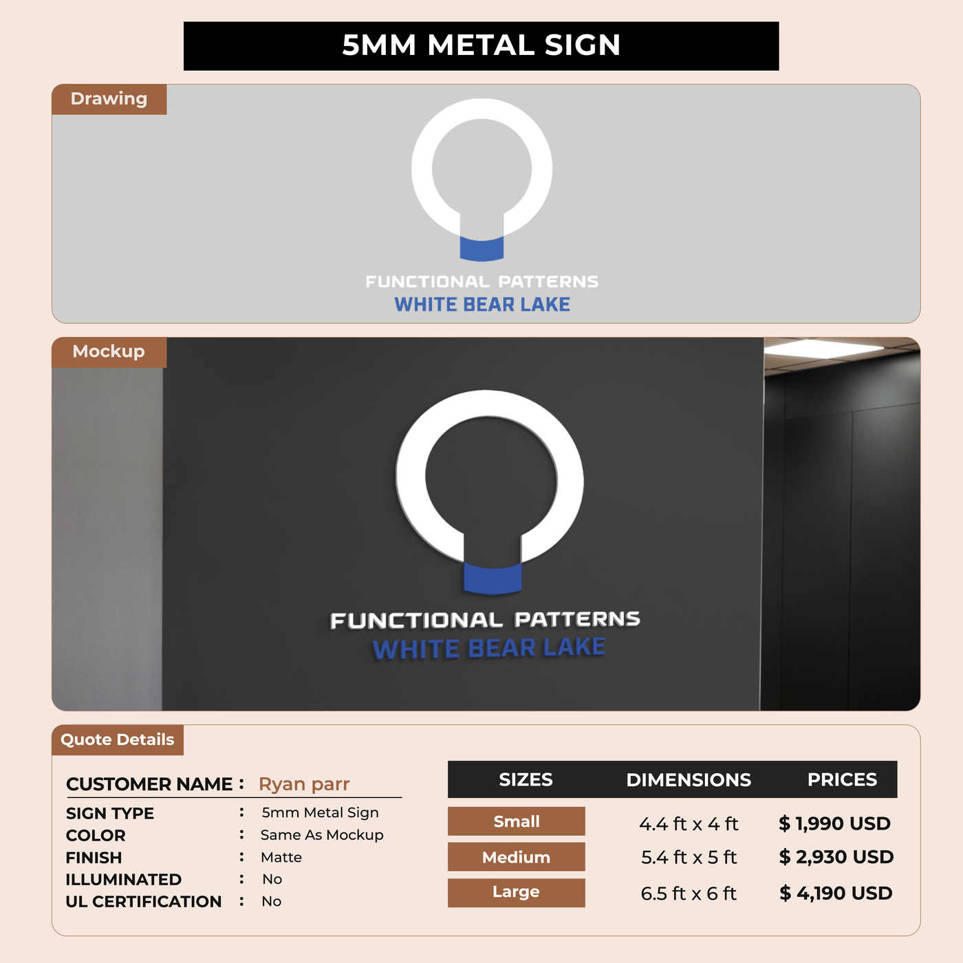 5mm metal sign for Ryan parr