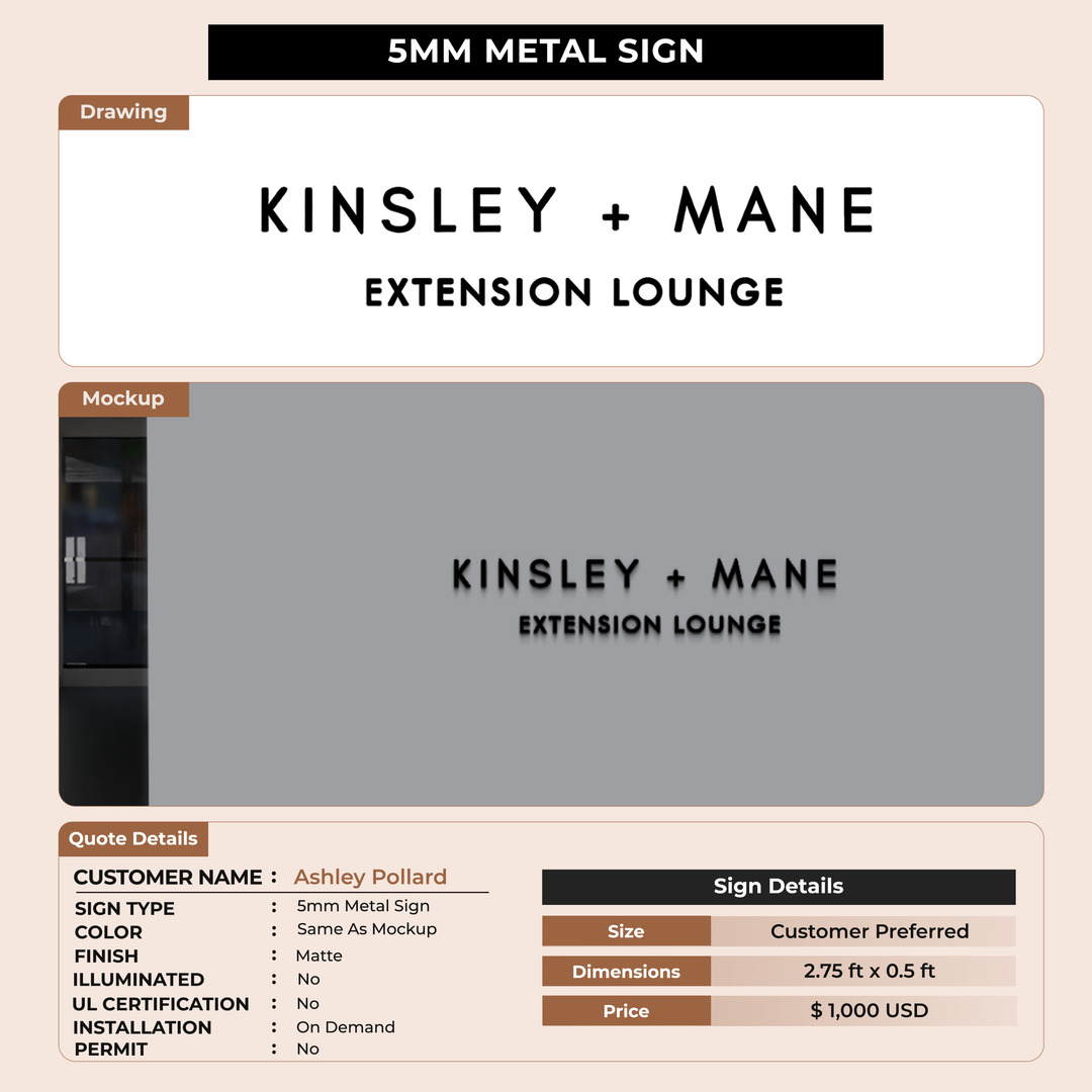 5mm Metal Sign for Ashley Pollard
