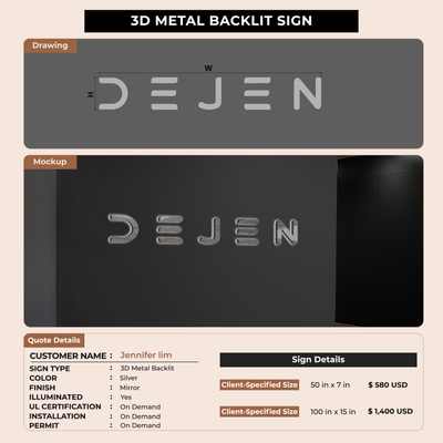 10mm acrylic sign for Jennifer lim
