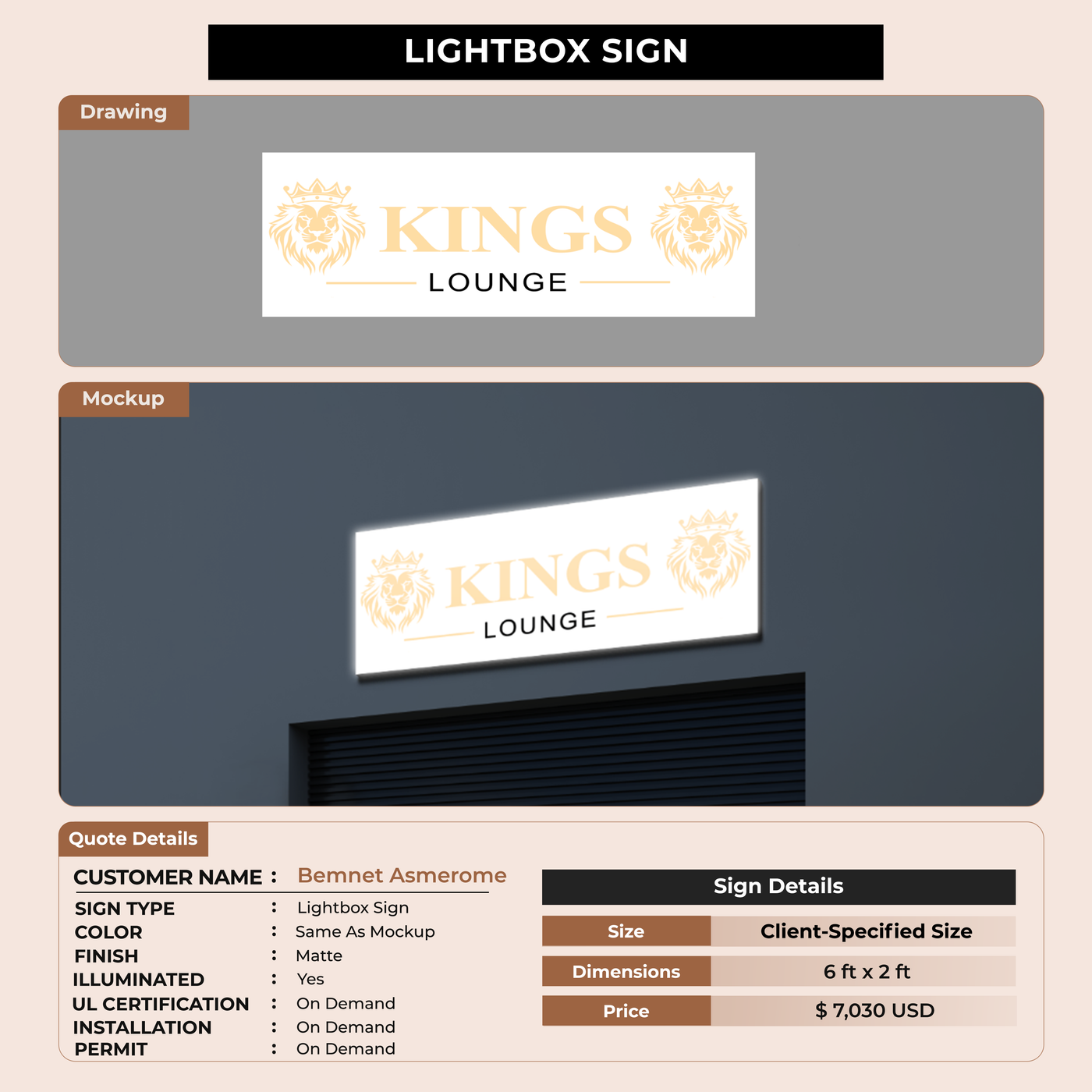 Lightbox Sign For Bemnet Asmerome