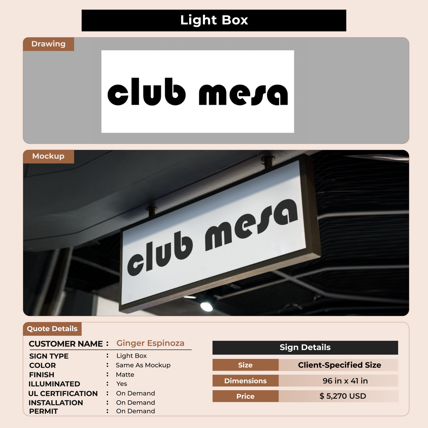 Lightbox Sign For Ginger Espinoza