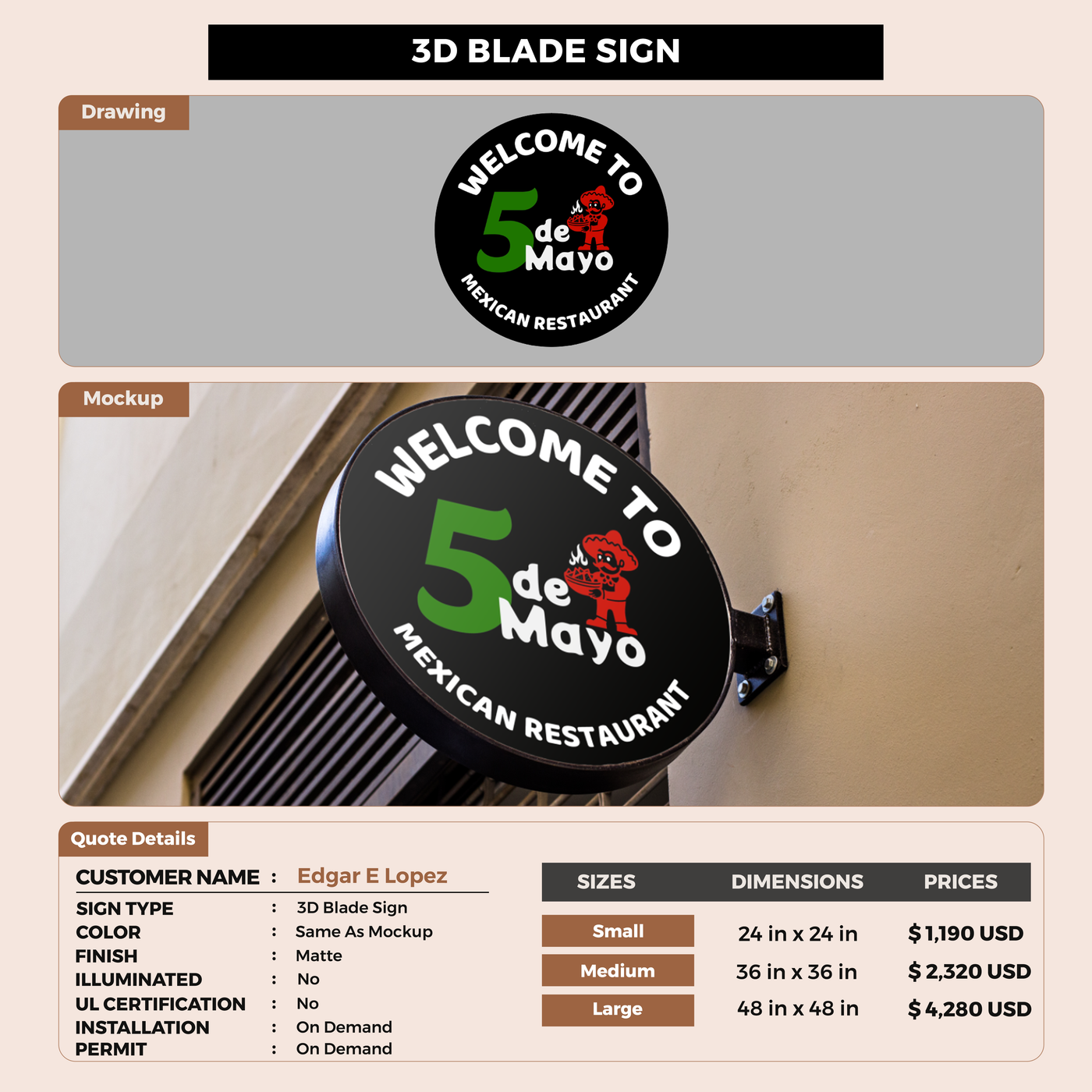 3d blade sign for Edgar E Lopez