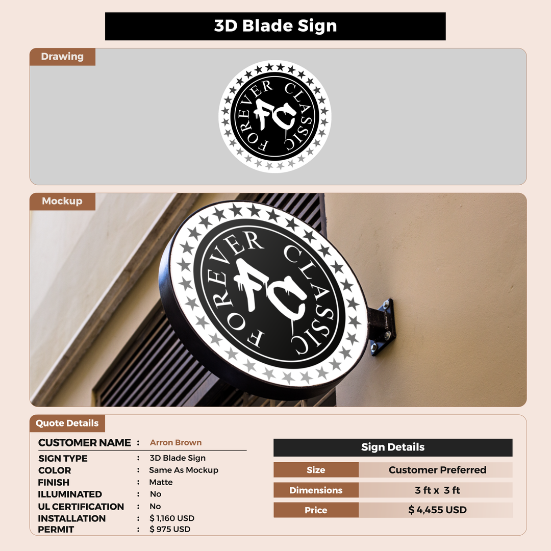 Business signage for Arron Brown