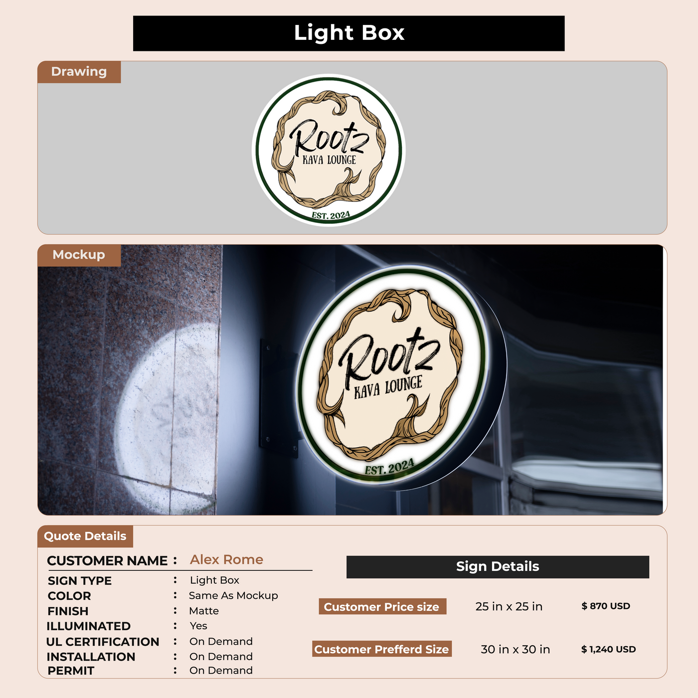 Lightbox Sign For Alex Rome