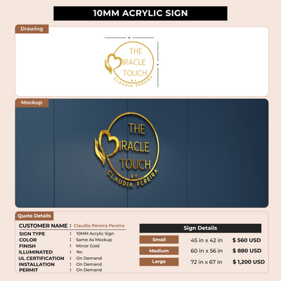 10MM Acrylic Sign For Claudia Pereira Pereira