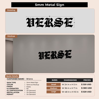 5MM Metal Sign For Briana