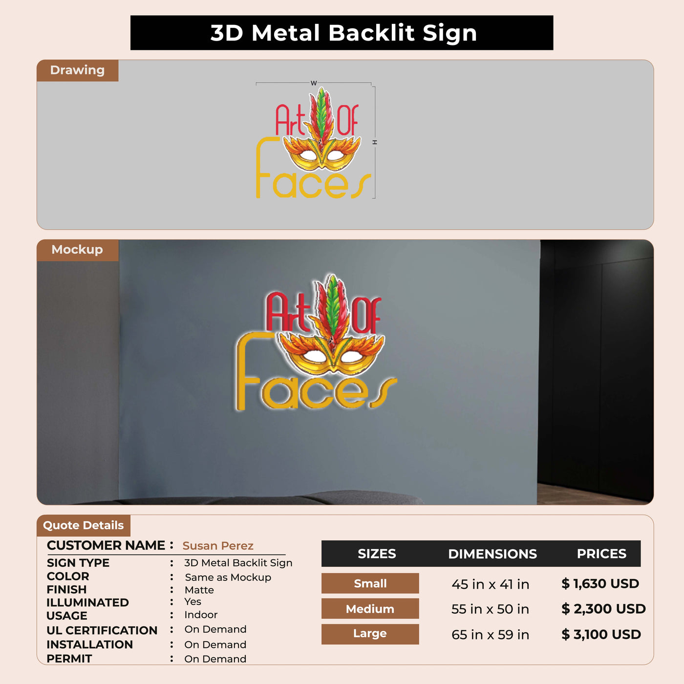 custom sign for Susan Perez