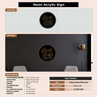 Neon Acrylic Signs for Keira McDonald