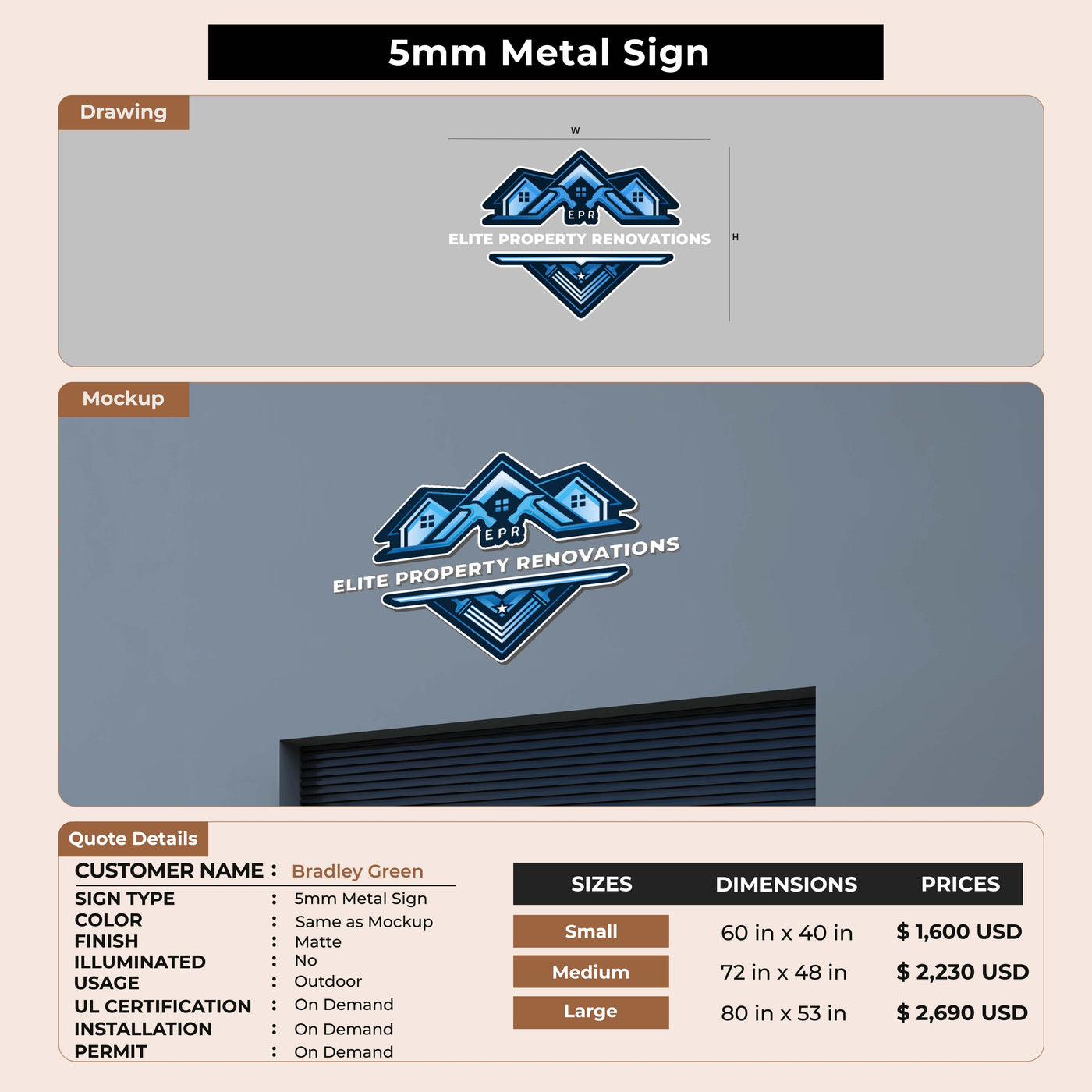 Custom Signs For Bradley Green