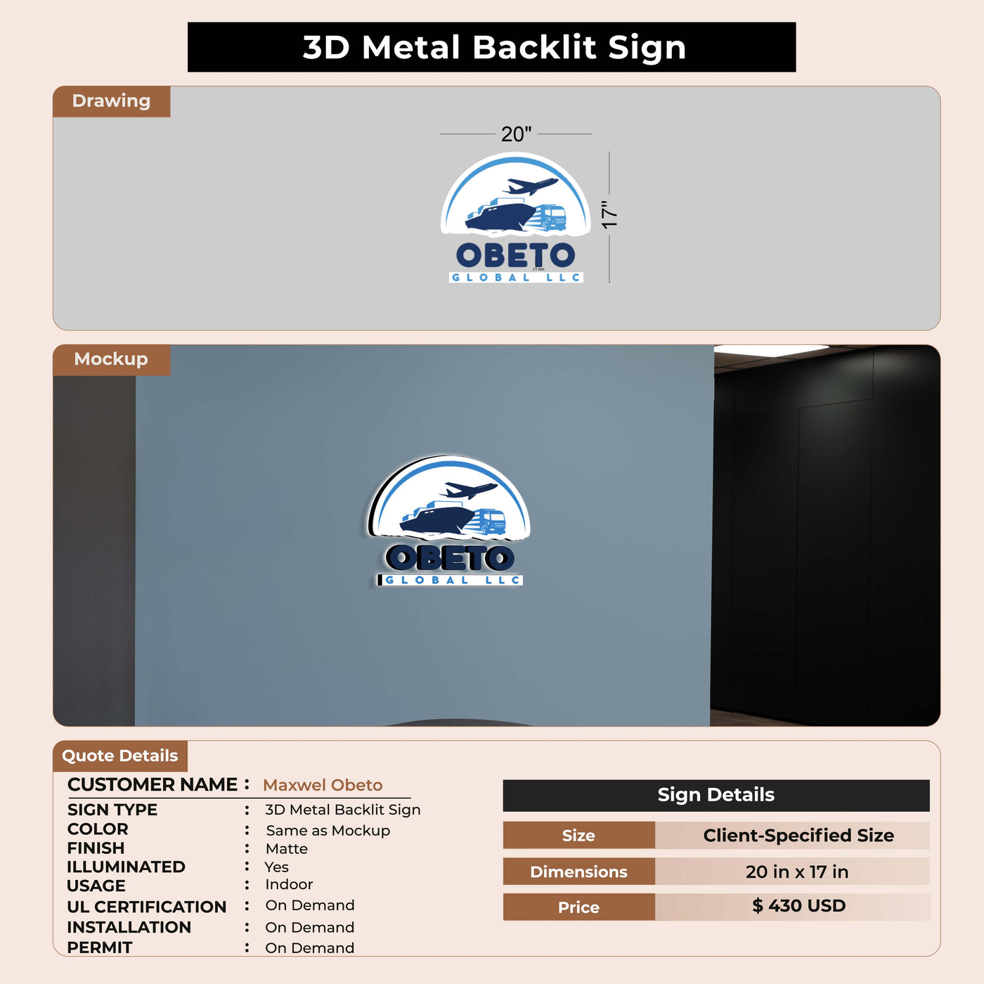 Custom Signs for Maxwel Obeto