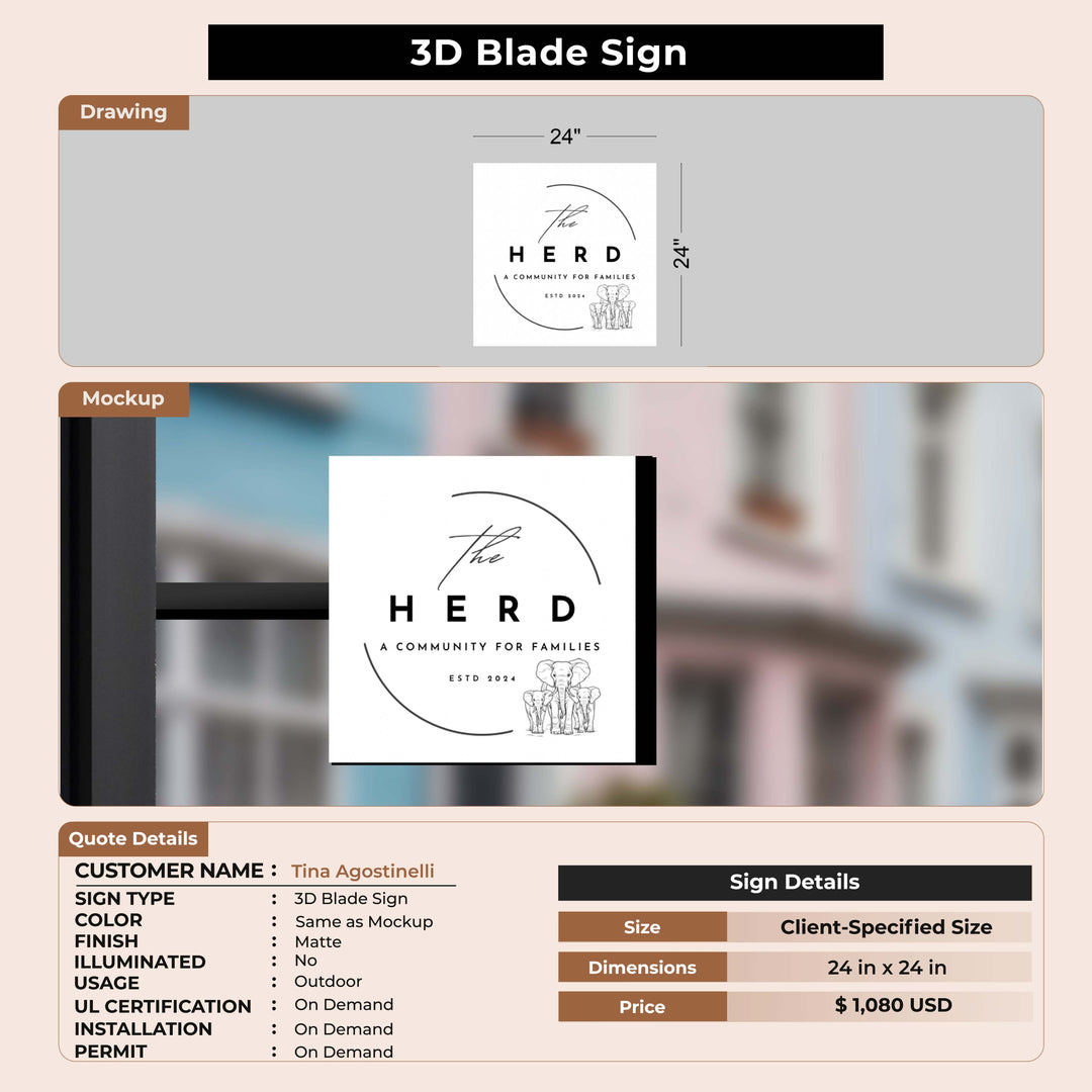 3D Blade Sign for Tina Agostinelli