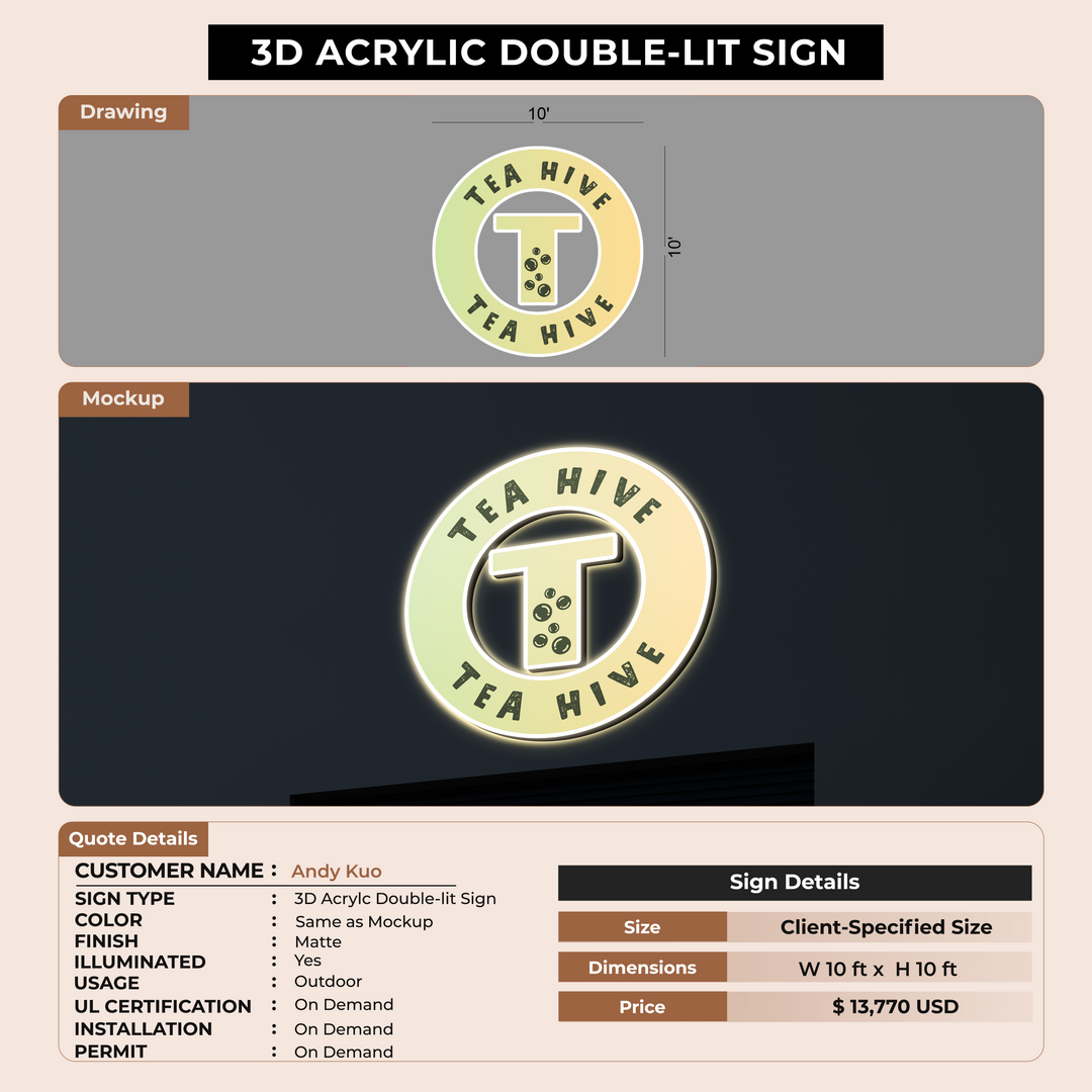 3D Acrylic Double lit Sign for Andy Kuo