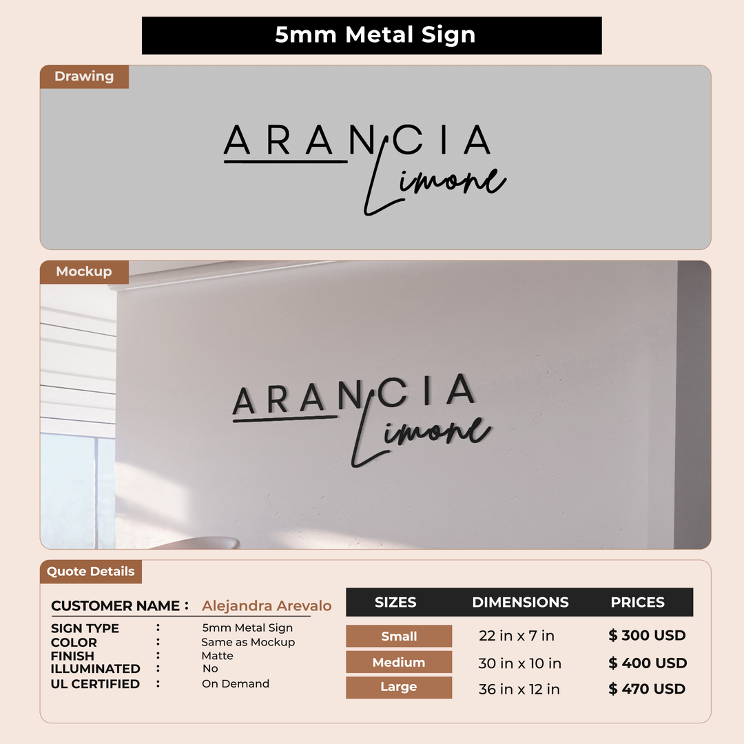Business signage for Alejandra Arevalo